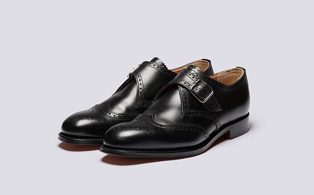 Grenson Shrewsbury Mens Monk Shoes in Black Leather GRS114146